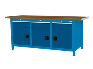 werkbank,HxBxD 860x2000x750mm,onderstel RAL5012,fronten RAL5010 - 3