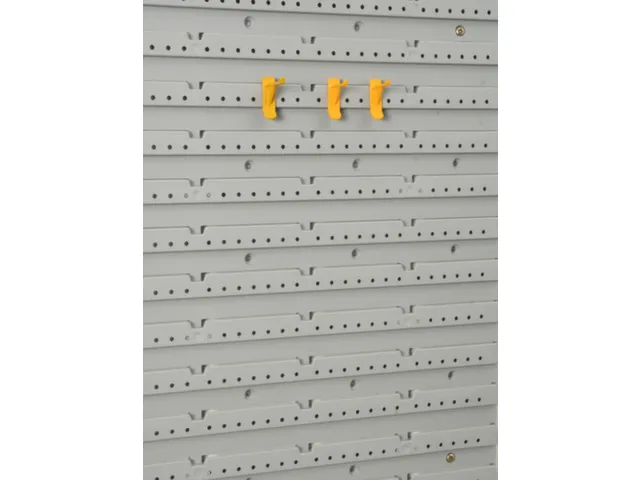 houderassortiment,v. perfoplaat,2haakuitvoeringen,16-delig,geel,PP