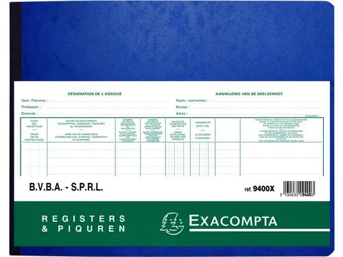 Register Piqure aandeelhouder BVBA/ SPRL 320x240mm 80vel