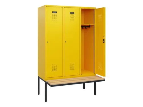 locker met bank,HxBxD 1950x1200x815mm,3vak,vak B 400mm,cilinderslot