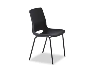 Kunststof kuipstoel,4voeten zwart,zitting PP charcoal - 1