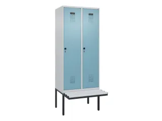 locker met bank,voor scheiding van kleding,HxBxD 2120x800x815mm,2vak - 2