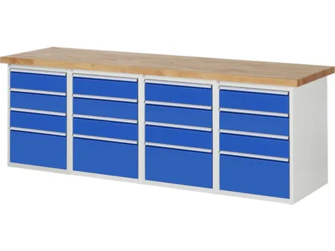 werkbank,HxBxD 890x2500x700mm,beukblad,draagverm. 750kg,4containers