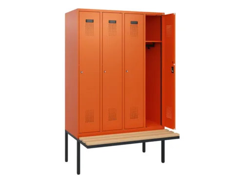 locker met bank,HxBxD 1950x1200x815mm,4vak,vak B 300mm,cilinderslot