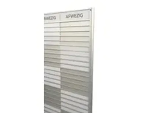 OUTLET Menoor In-Uit bord 35 namen Aluminium Aanwezig/Afwezig Wit