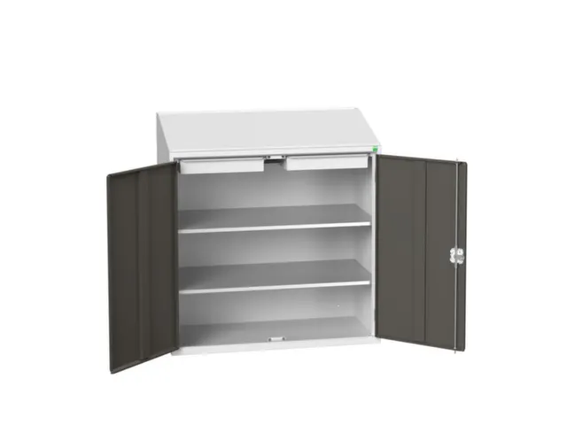 lessenaarkast 1130x1050x550mm 2 legborden 2 laden RAL7035+RAL7016