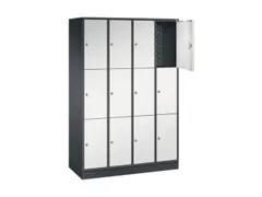 lockerkast,RAL 7021/RAL 7035,HxBxD 1950x1220x500mm,4x3vakken,cil.-slot