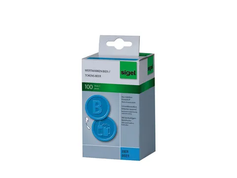 Waardemunten Sigel kunststof 100 stuks 25mm bier blauw