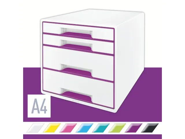 Ladenblok Leitz WOW Cube 4 laden wit/paars