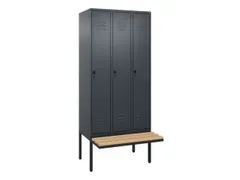locker met bank,HxBxD 2120x900x815mm,3vak,vak B 300mm,draaigrendel