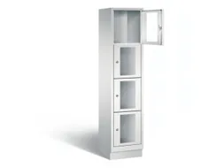 Lockerkast 1800x420x500mm 1x4 vakken Cilinderslot, Sokkel, RAL7035