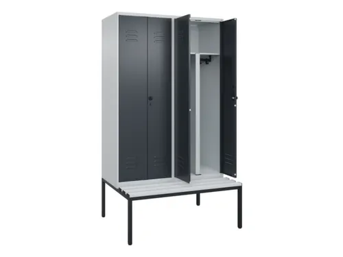 PBM-locker met bank,HxBxD 2120x1200x815mm,4vak,vak B 300mm