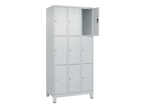 lockerkast,HxBxD 1950x900x500mm,3x3vakken,vak B 300mm,cil.-slot,voeten