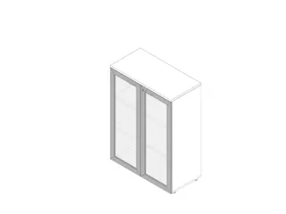 vitrinekast HxBxD 1232x900x450mm frame 2xhouten vloer 3 OH romp wit - 1