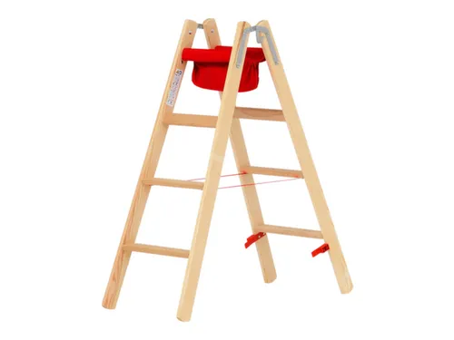 trapladder,beide zijden,2x4,treden,balk L 1,24m,hout