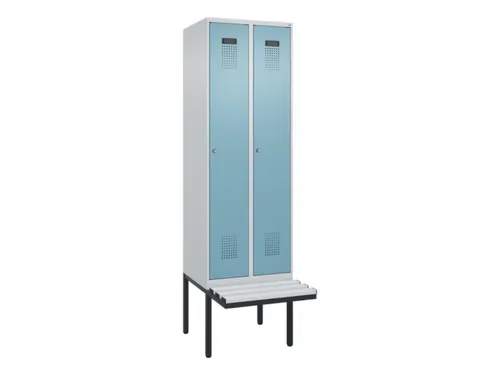 locker met bank,voor scheiding van kleding,HxBxD 2120x600x815mm,2vak