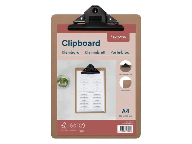 Europel Klembord A4 MDF Staand Hout