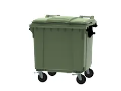 Container 1100 liter vlak deksel Groen