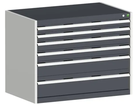 ladekast HxBxD 800x1050x650mm 6laden RAL7035 front RAL7016