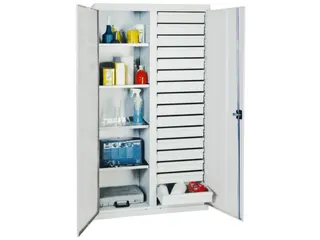 Draaideurkast Hxbxd 1800x1000x500mm 16laden 4legborden Lichtgrijs - 1