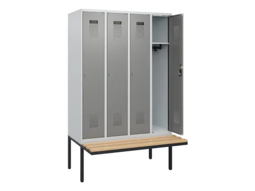 locker met bank,HxBxD 1950x1200x815mm,4vak,vak B 300mm,cilinderslot