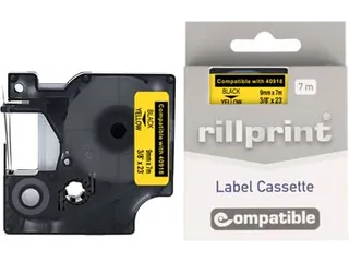 compatible D1 tape Dymo 40918 9 mm zwart op geel - 2