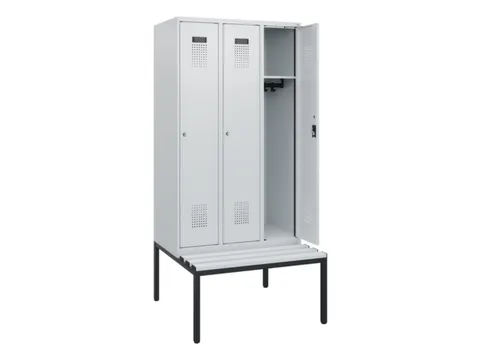 locker met bank,HxBxD 1950x900x815mm,3vak,vak B 300mm,cilinderslot