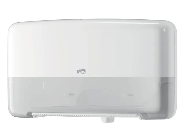 Tork 555500 T2 Twin Mini Jumbo Toiletpapier Dispenser Elevation Wit