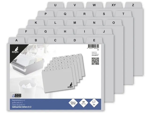 Tabkaart Kangaro A-Z PP 250 micron grijs 210x150/160mm