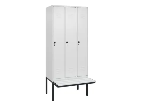 locker met bank,HxBxD 2120x900x815mm,3vak,vak B 300mm,draaigrendel