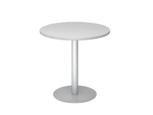 vergadertafel,HxØ 745x800mm,rond,schotelvoet zilverkleurig,ronde buis