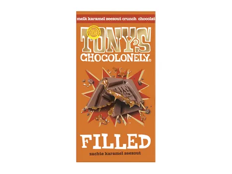 Chocolade Tony's Chocolonely filled melk karamel zeezout 135 gram
