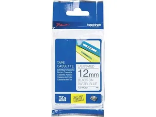 TZEMQ531 Brother P-touch 12mm zwart-blauw pastel lettertape 4m laminat - 1