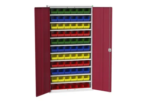 Systeemkast 2000x1050x350mm 66bakken 10xlegbord RAL7035+RAL3004