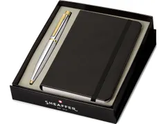 Balpen Giftset SHEAFFER VFM G9422 polished chrome gold plated met A6 n