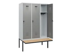 locker met bank,HxBxD 1950x1200x815mm,3vak,vak B 400mm,draaigrendel
