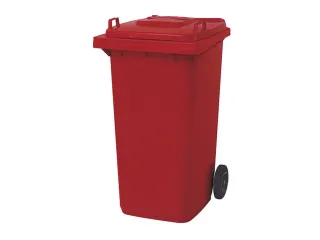 Vuilcontainer PE 240 liter HxBxD 1100x580x740mm met wielen rood - 1