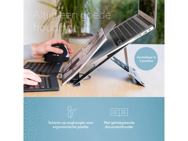 Laptopstandaard R-Go Riser Documenthouder Zwart