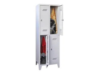 dubbeldekse locker,HxBxD 1850x600x500mm,2x2vak.,RAL7035,front RAL7035 - 1