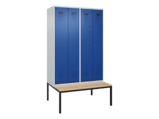locker met bank,voor scheiding van kleding,HxBxD 2120x1200x815mm,4vak - 2