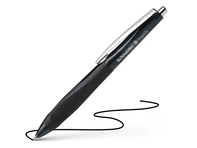Balpen Schneider Haptify zwart omhulsel, zwartschrijvend