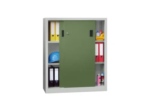 schuifdeurkast,HxBxD 1200x1000x400mm,RAL7035,front RAL6011