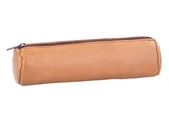 Trousse ronde Oxford 22x6cm cuir naturel