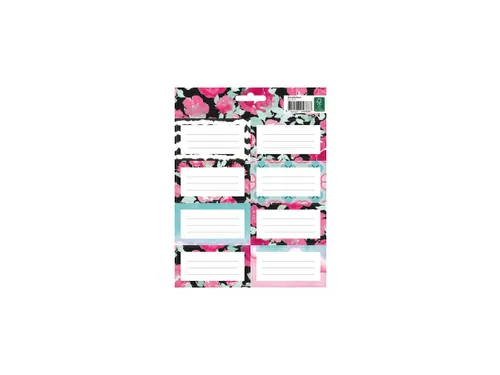 Boeketiket Pink Mint Retro pak 24 etiketten