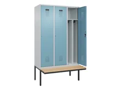 locker met bank,voor scheiding van kleding,HxBxD 2120x1200x815mm,3vak