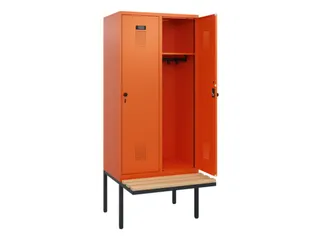 locker met bank,HxBxD 1950x800x815mm,2vak,vak B 400mm,draaigrendel - 1