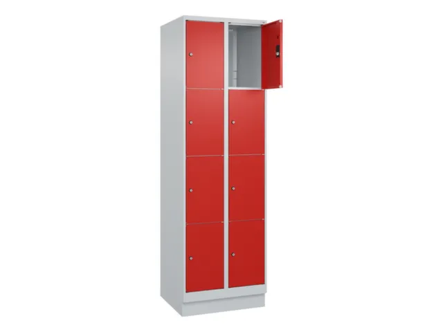 lockerkast,HxBxD 1950x600x500mm,2x4vakken,vak B 300mm,cil.-slot,sokkel