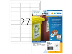 HERMA 4594 Weerbestendige Inkjet-etiket A4 63.5x29.6mm wit 1080 stuks