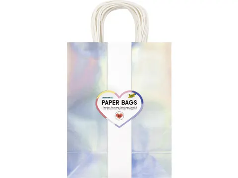 Cadeautas Folia irisierend kraft 24x31x12cm zilver 20 stuks