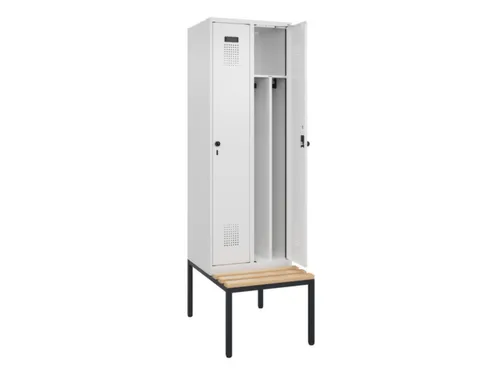 locker met bank,voor scheiding van kleding,HxBxD 2120x600x815mm,2vak
